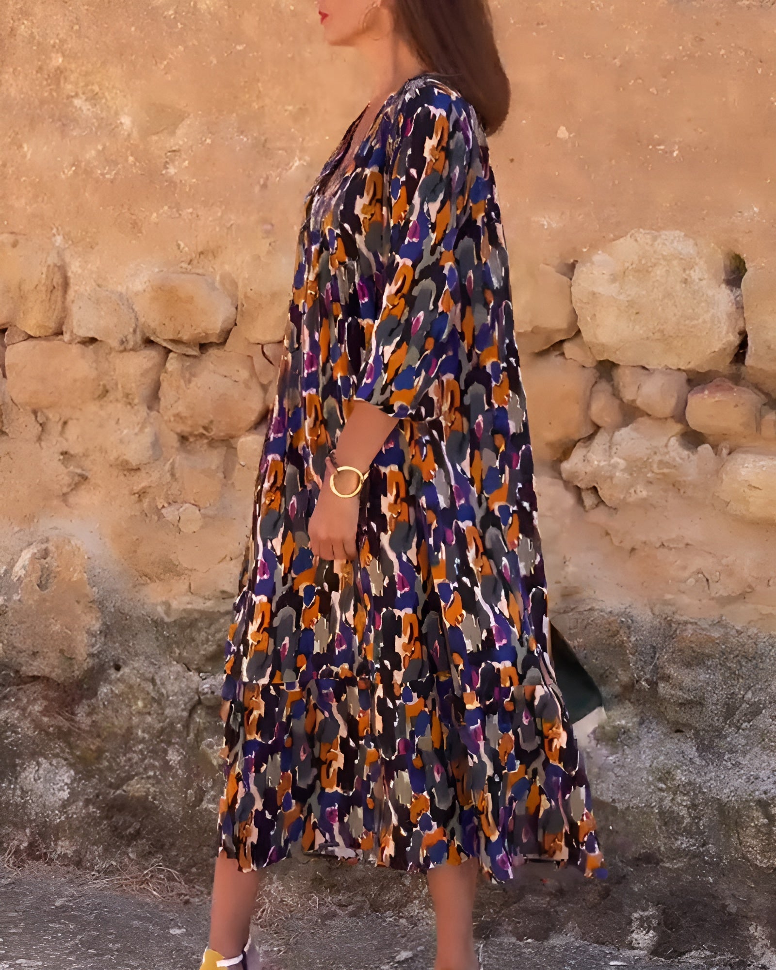 Chloé | Robe à col en V avec imprimé rétro