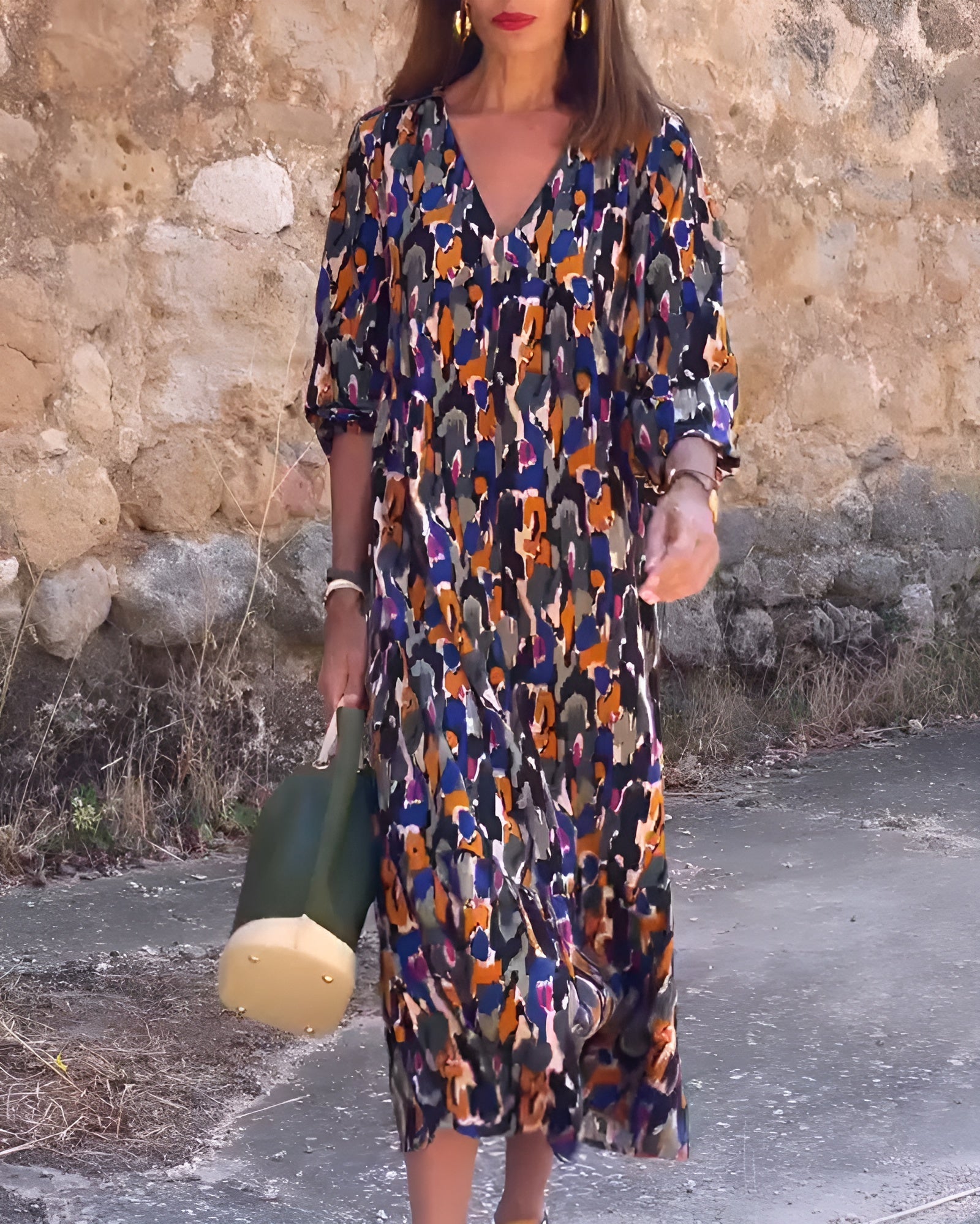 Chloé | Robe à col en V avec imprimé rétro