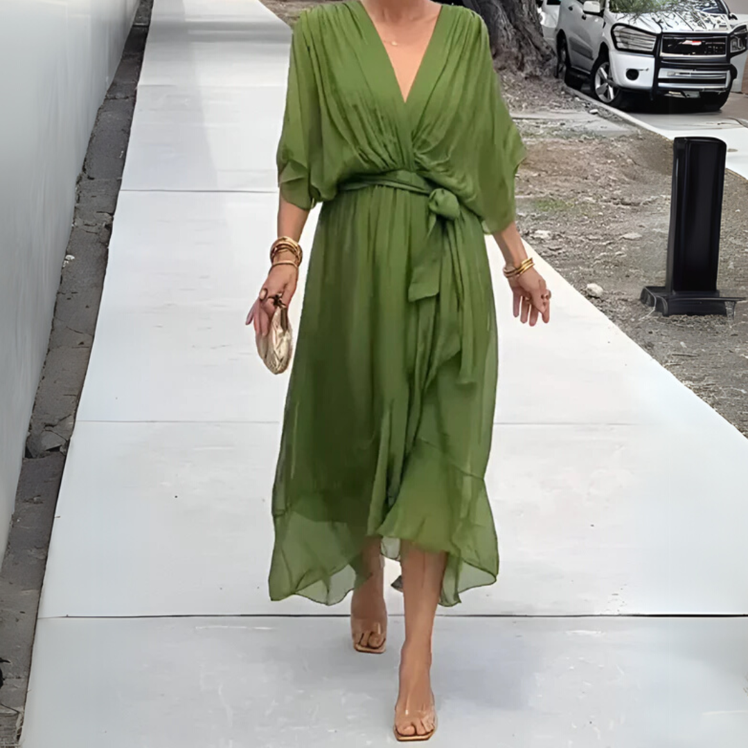 Jade | Robe en chiffon à encolure en v