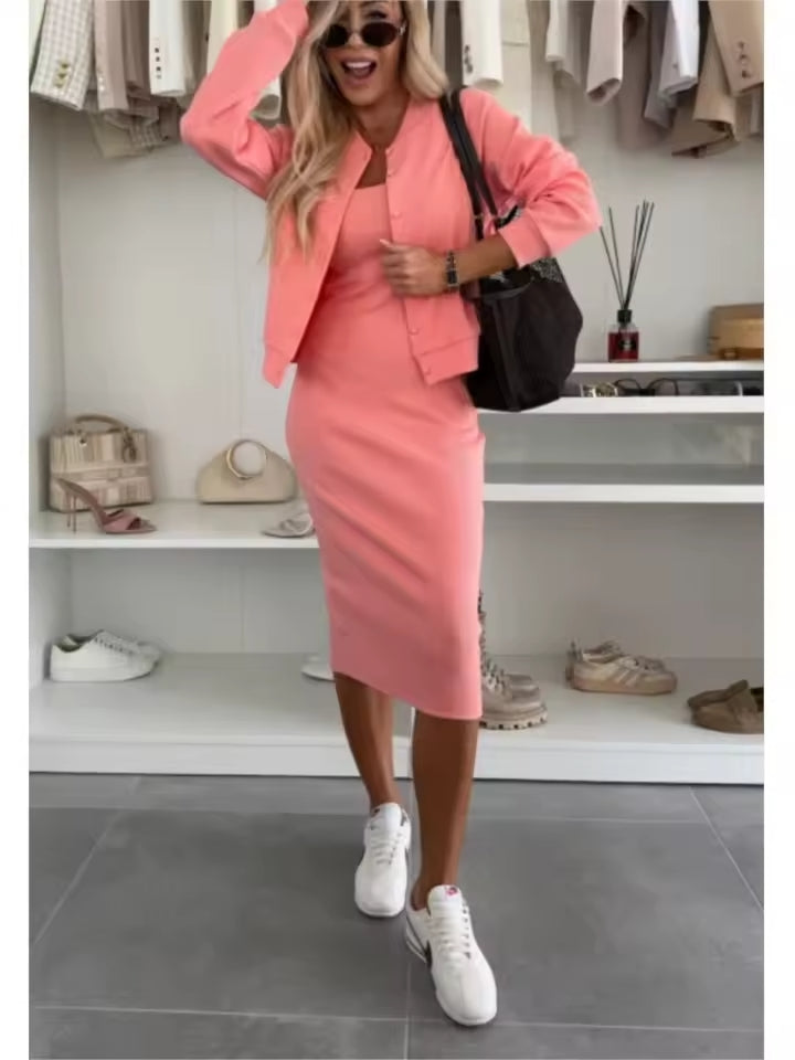 Emma | Ensemble robe midi et bomber