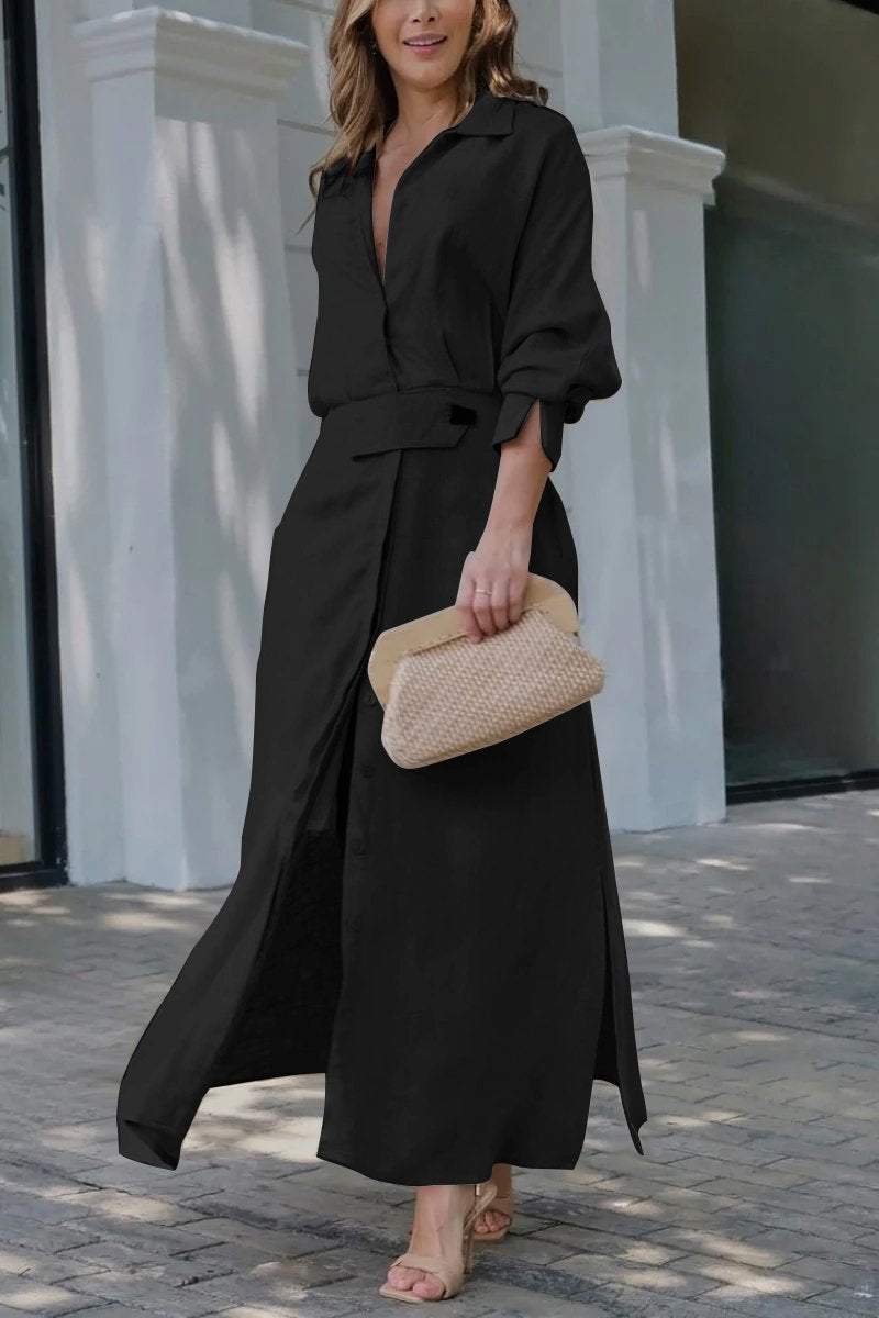 Élise | Robe longue à col en V
