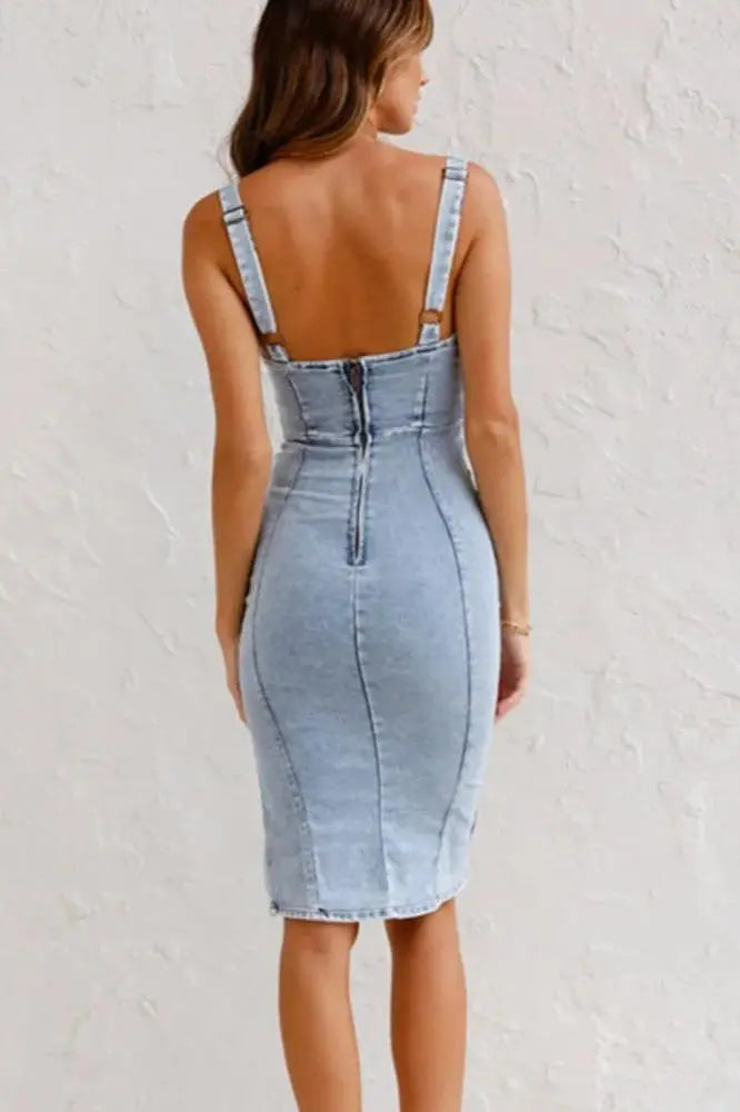 Clara | Robe en denim avec bretelles réglables