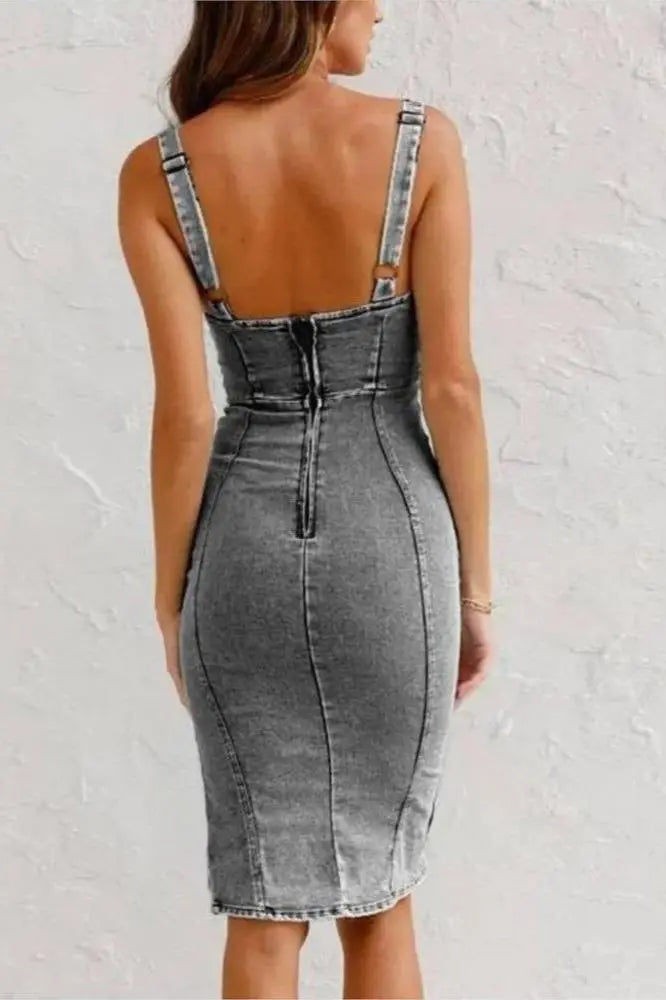 Clara | Robe en denim avec bretelles réglables