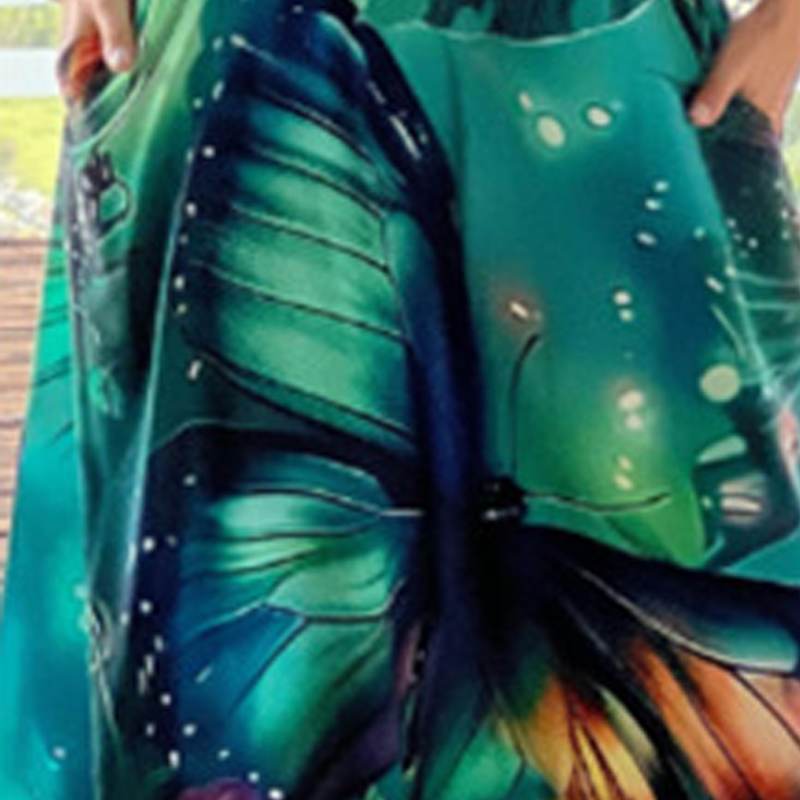 Léonie | Robe longue fluide sans manches à imprimé