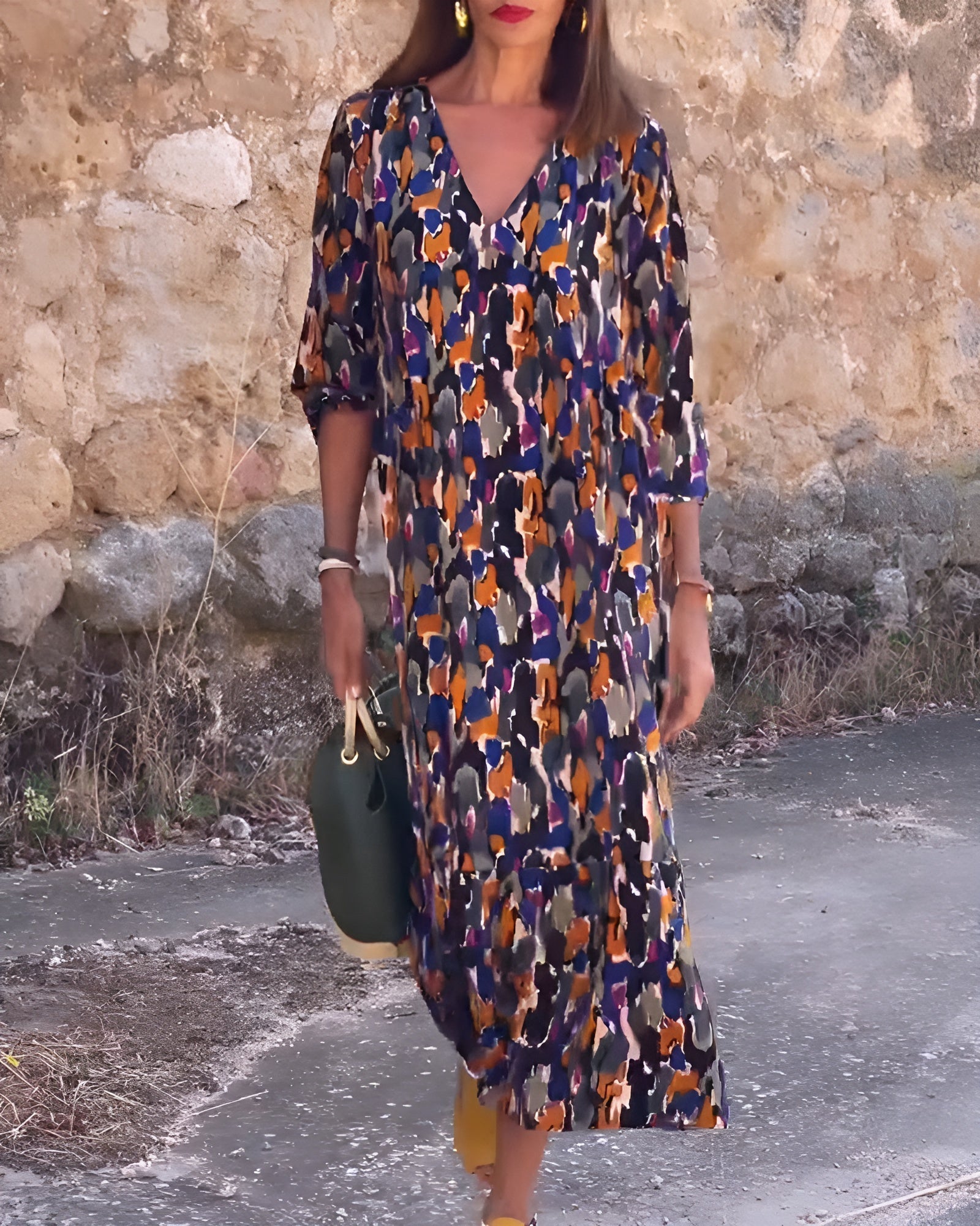 Chloé | Robe à col en V avec imprimé rétro
