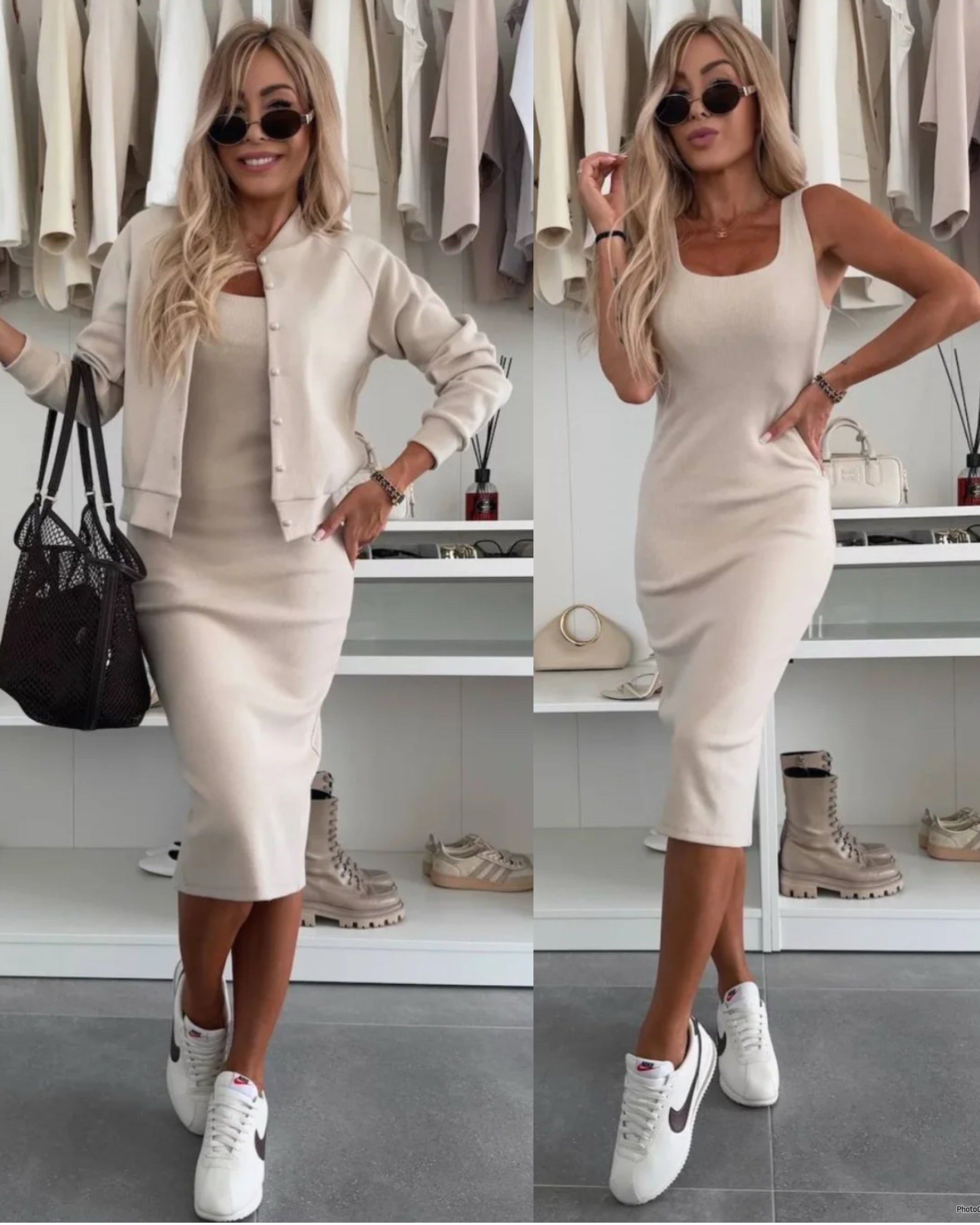 Emma | Ensemble robe midi et bomber