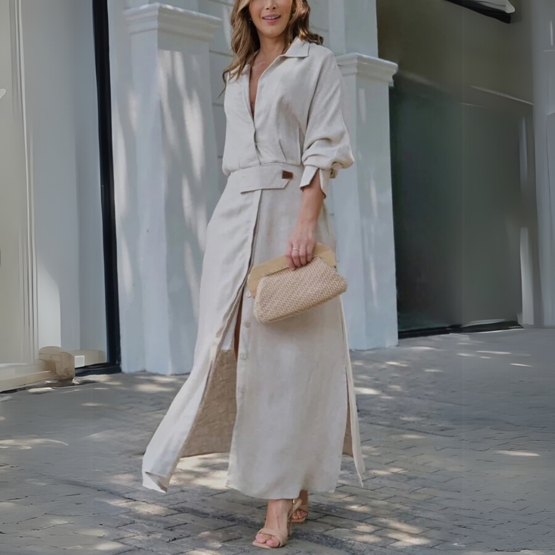 Élise | Robe longue à col en V