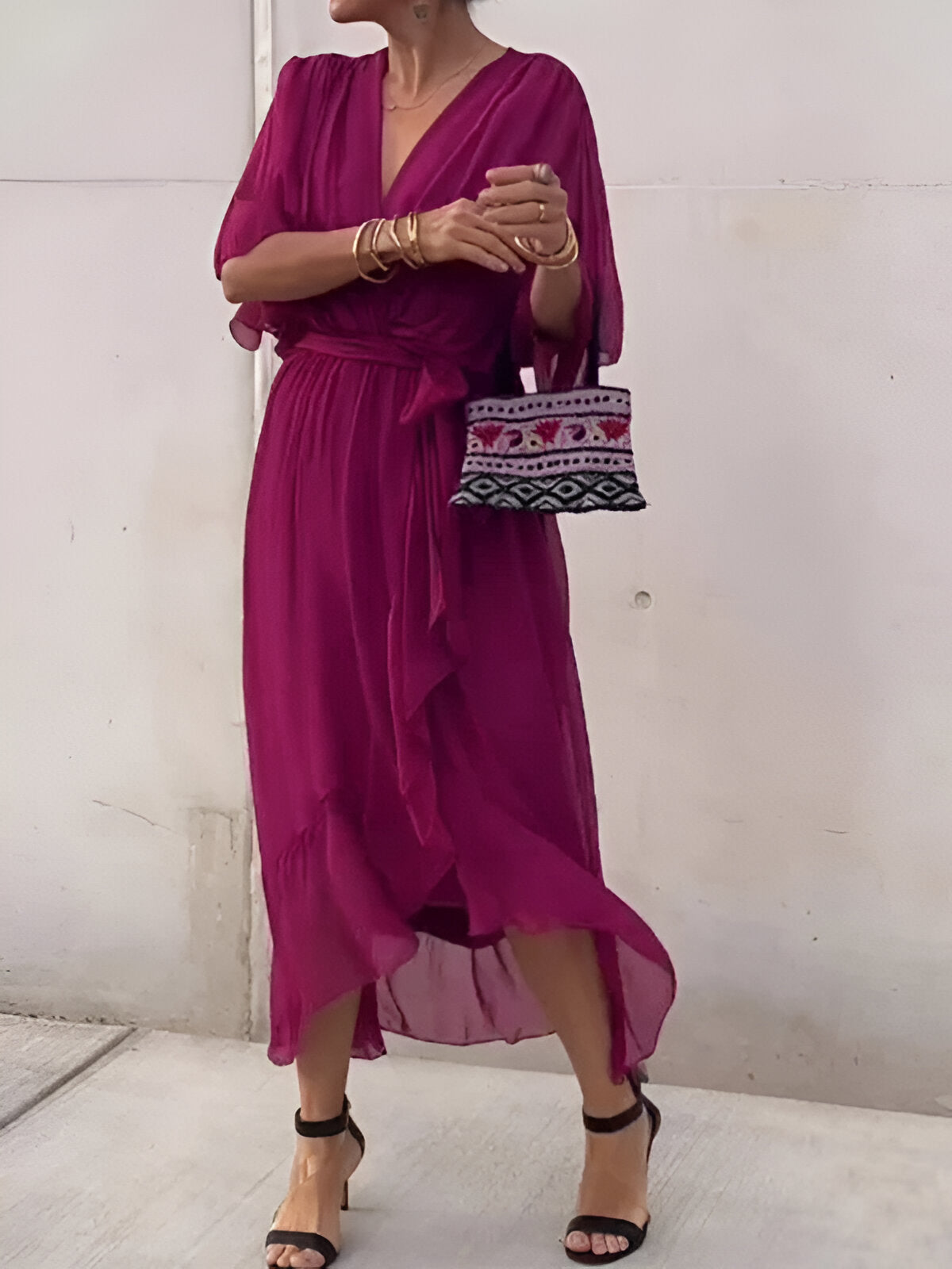 Jade | Robe en chiffon à encolure en v