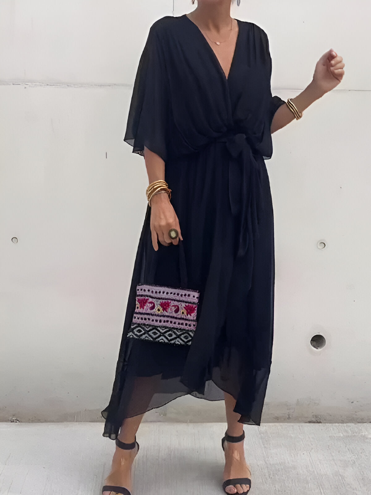 Jade | Robe en chiffon à encolure en v