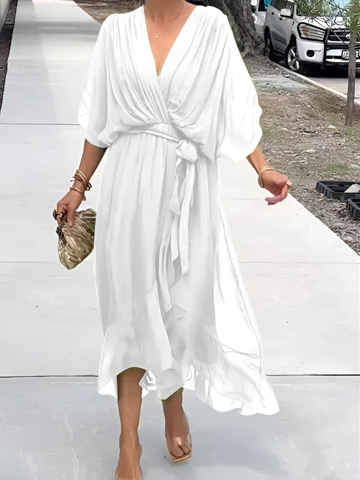 Jade | Robe en chiffon à encolure en v
