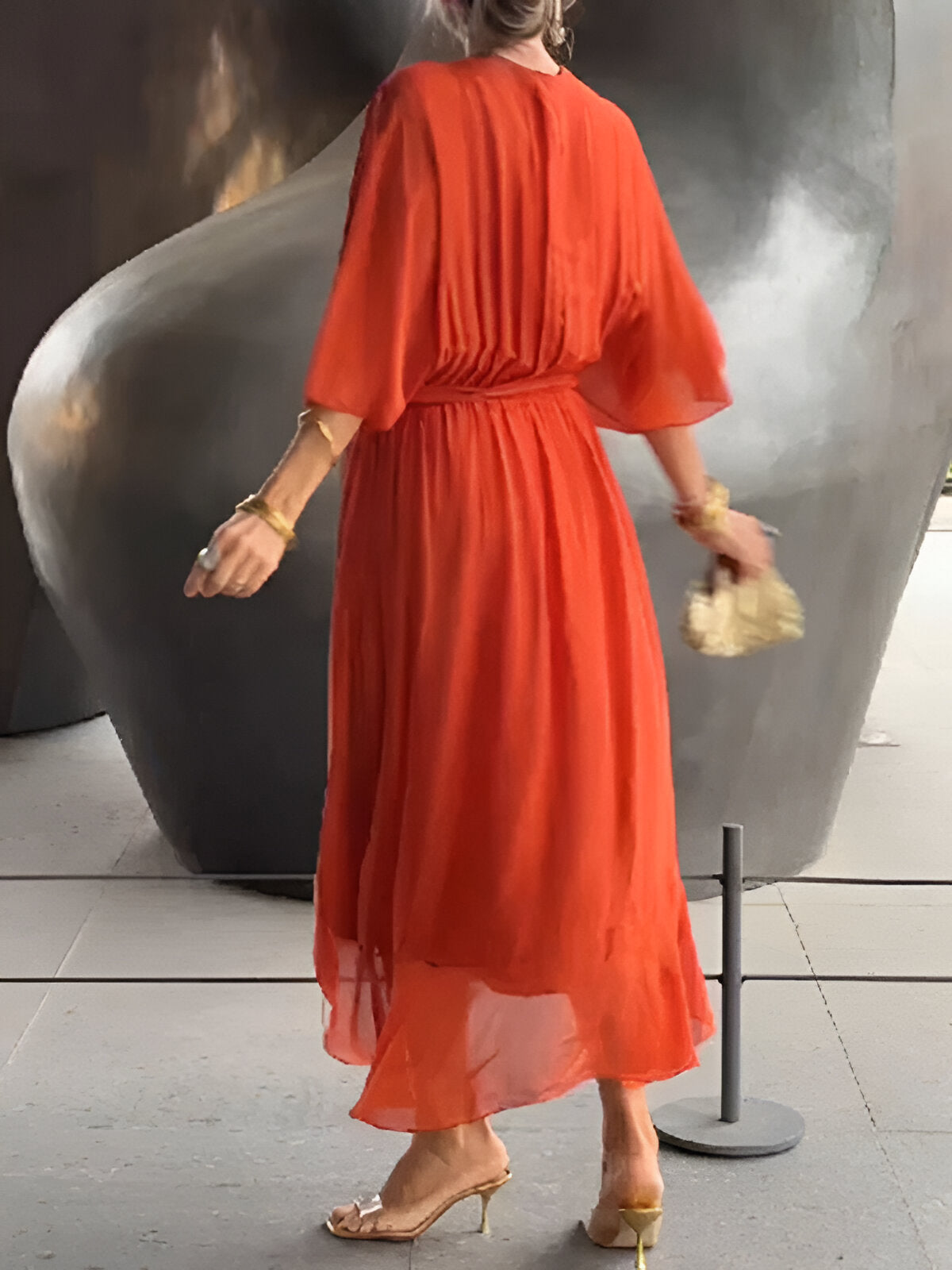 Jade | Robe en chiffon à encolure en v