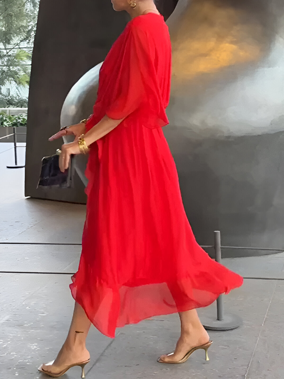 Jade | Robe en chiffon à encolure en v